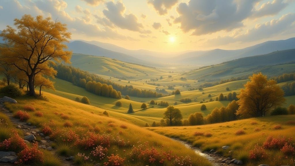 Romantic Landscape in Oil Painting Style