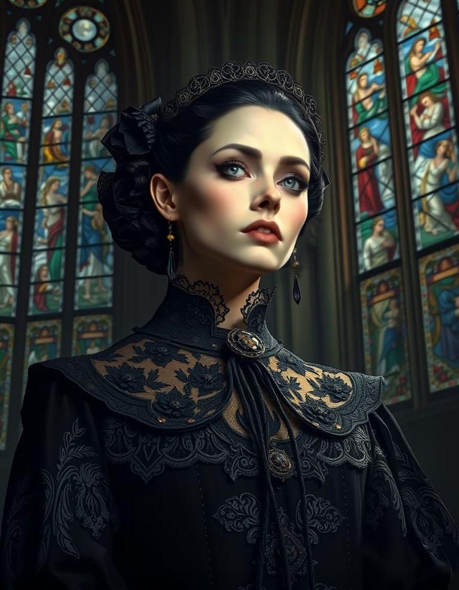 Haunting Gothic Aristocrat Portrait in Hyper-Realism