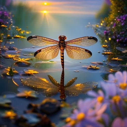 Iridescent Dragonfly Portrait in Hyperrealistic Style