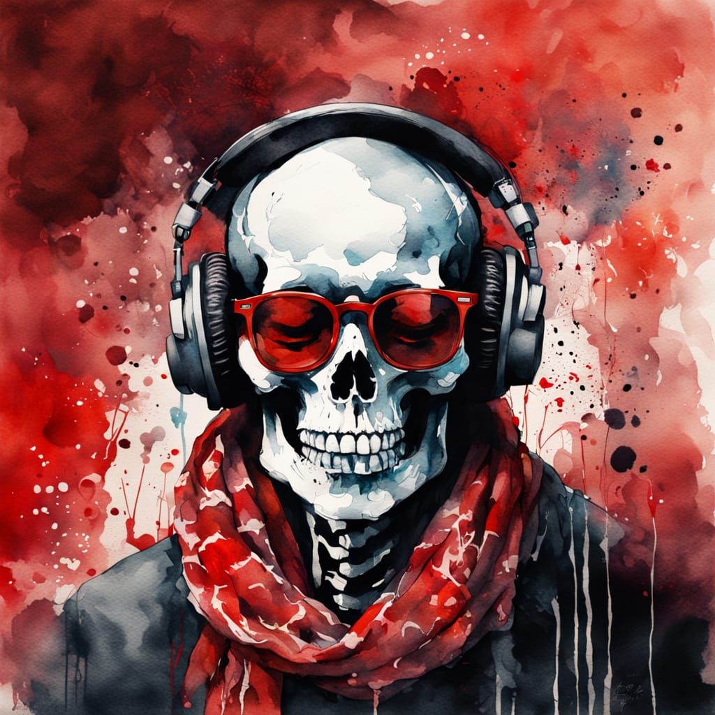 Elegant Skeleton in Red Attire