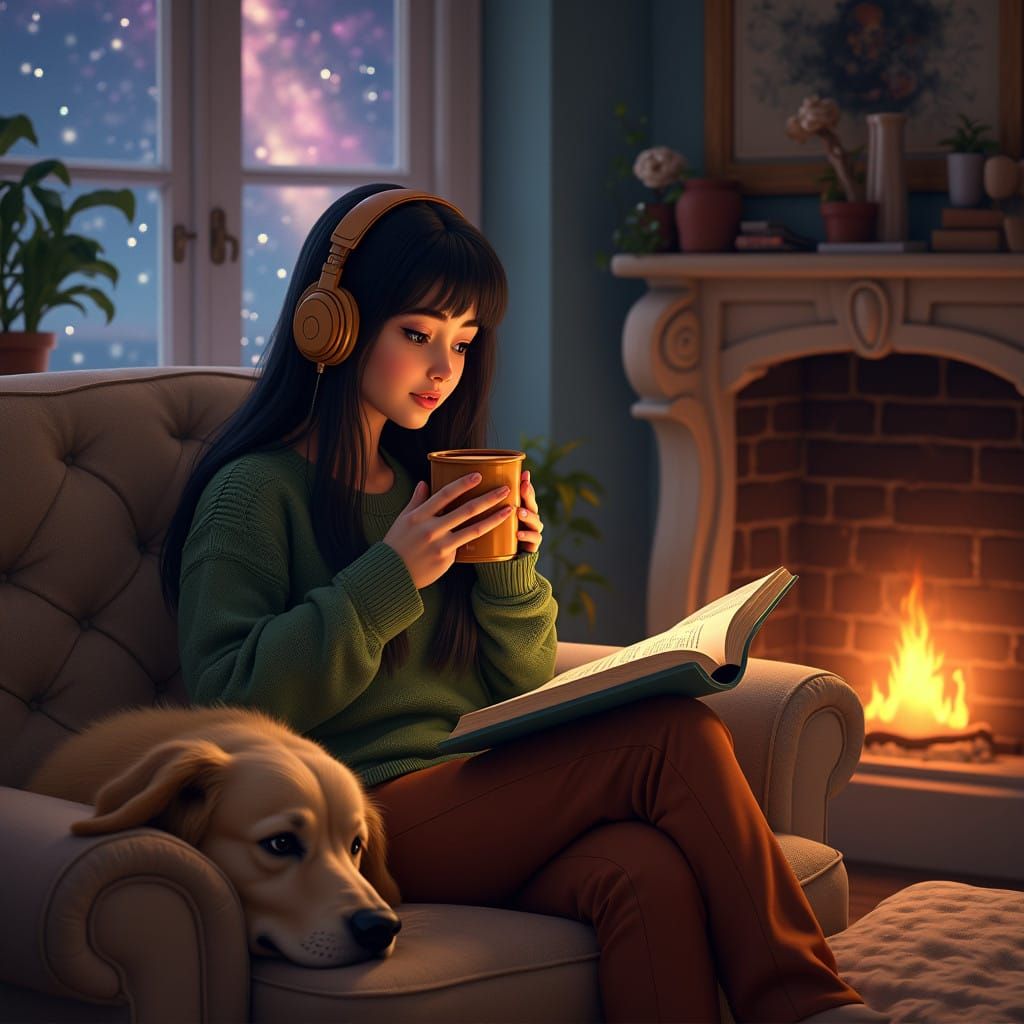 Cozy Midlife Moment in Earthy, Lofi Splendor