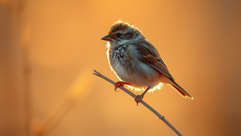 Sparrow Basks in Golden Sunlight