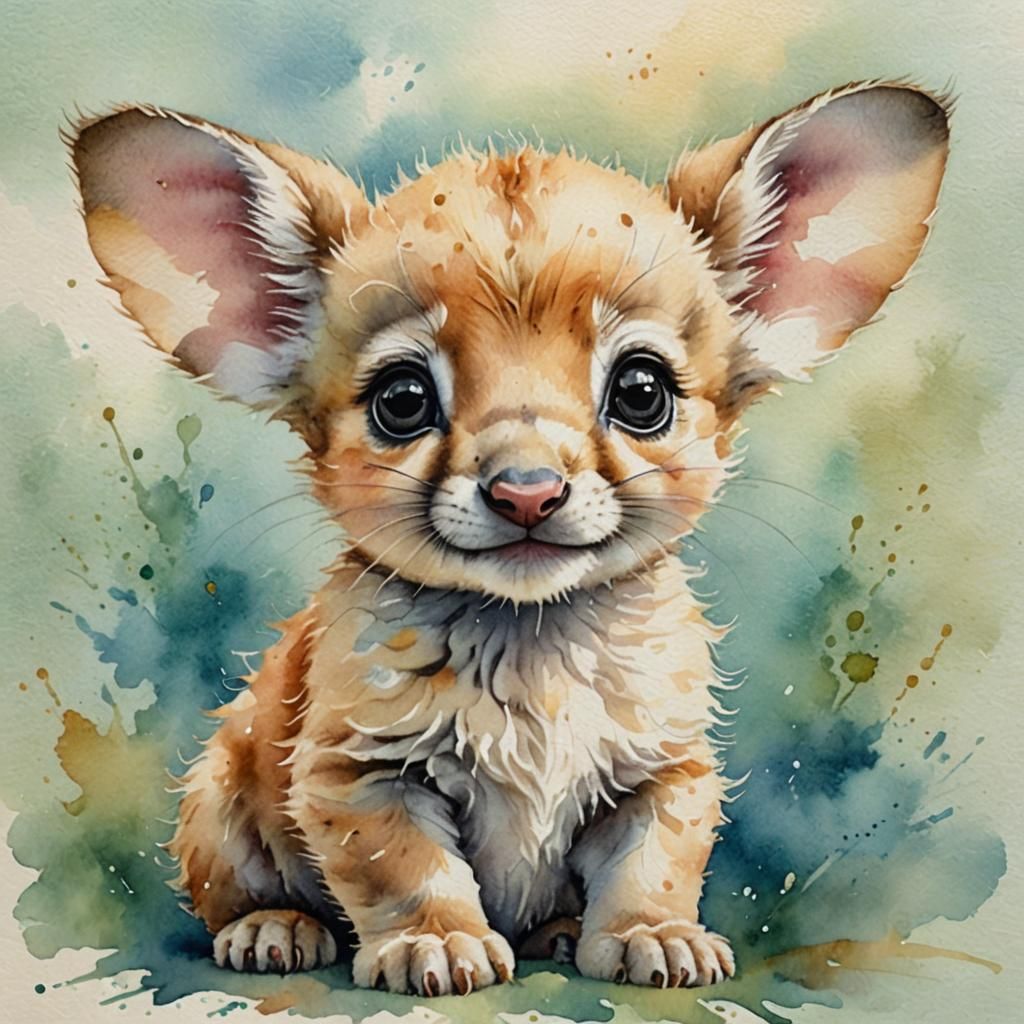 Adorable Baby Animal Watercolor Painting