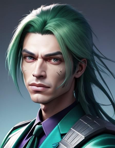 Futuristic Portrait of Person with Green Hair