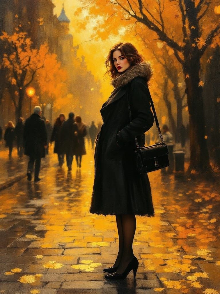 Pin-Up Woman in Rembrandt Style with Ink Wash