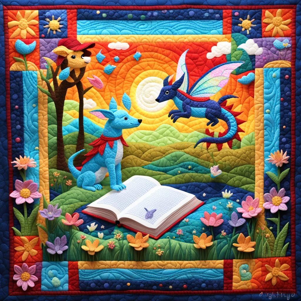 Colorful 3D Quilted Art with Fairies and Pop-Up Book