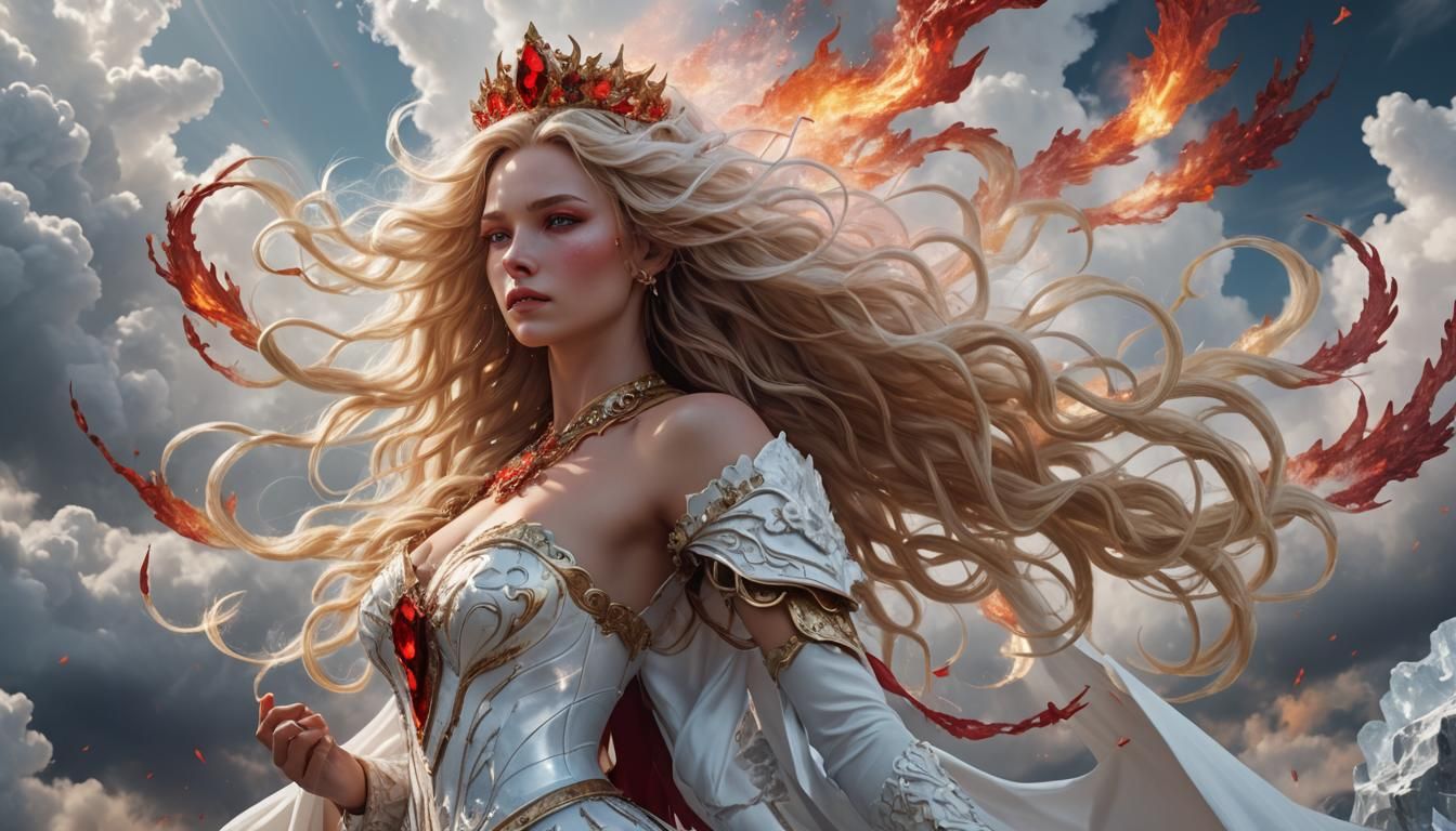 Goddess of Ice and Fire in Hyper-Realistic Style