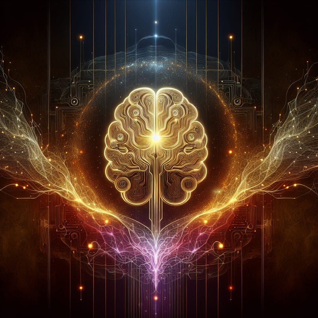 AI Neural Brain Logo with Glowing Aura