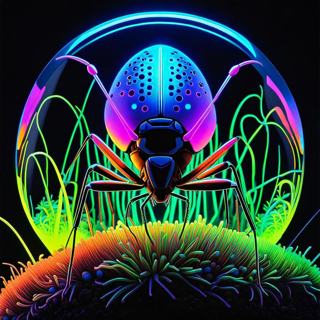 Bioluminescent Cricket in Psychedelic Fantasy Art