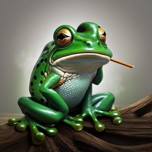 Frog Smoking a Cigarette