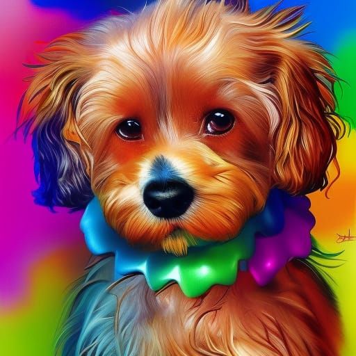 Dog Dancing for Bread: Hyperrealistic Splash Art