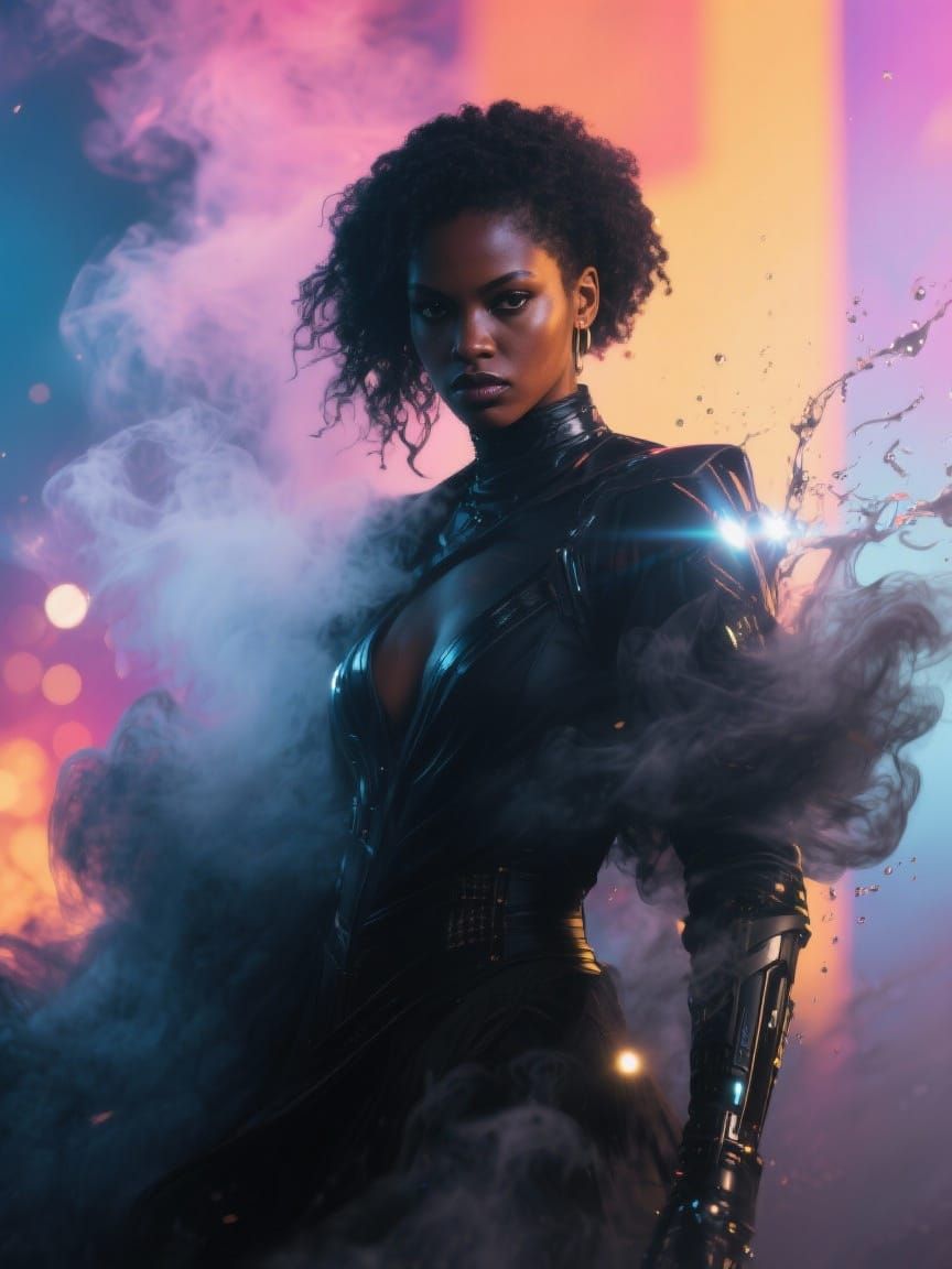 Afrofuturistic Assassin in Dramatic Cinematic Lighting