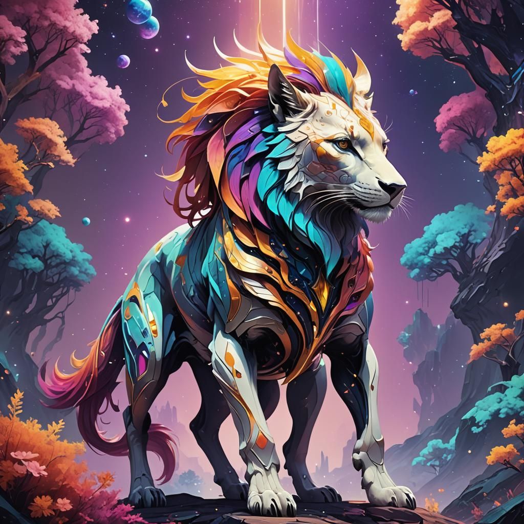 Majestic Fantasy Animal in Galactic Spacecore Style
