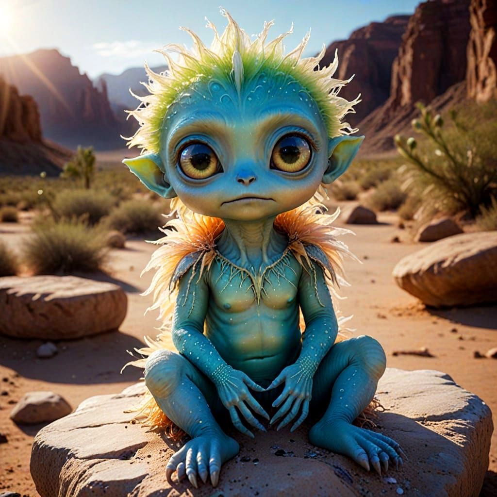 Ethereal Alien Goddess Radiates Sunshine in Elaborate Fairyc...