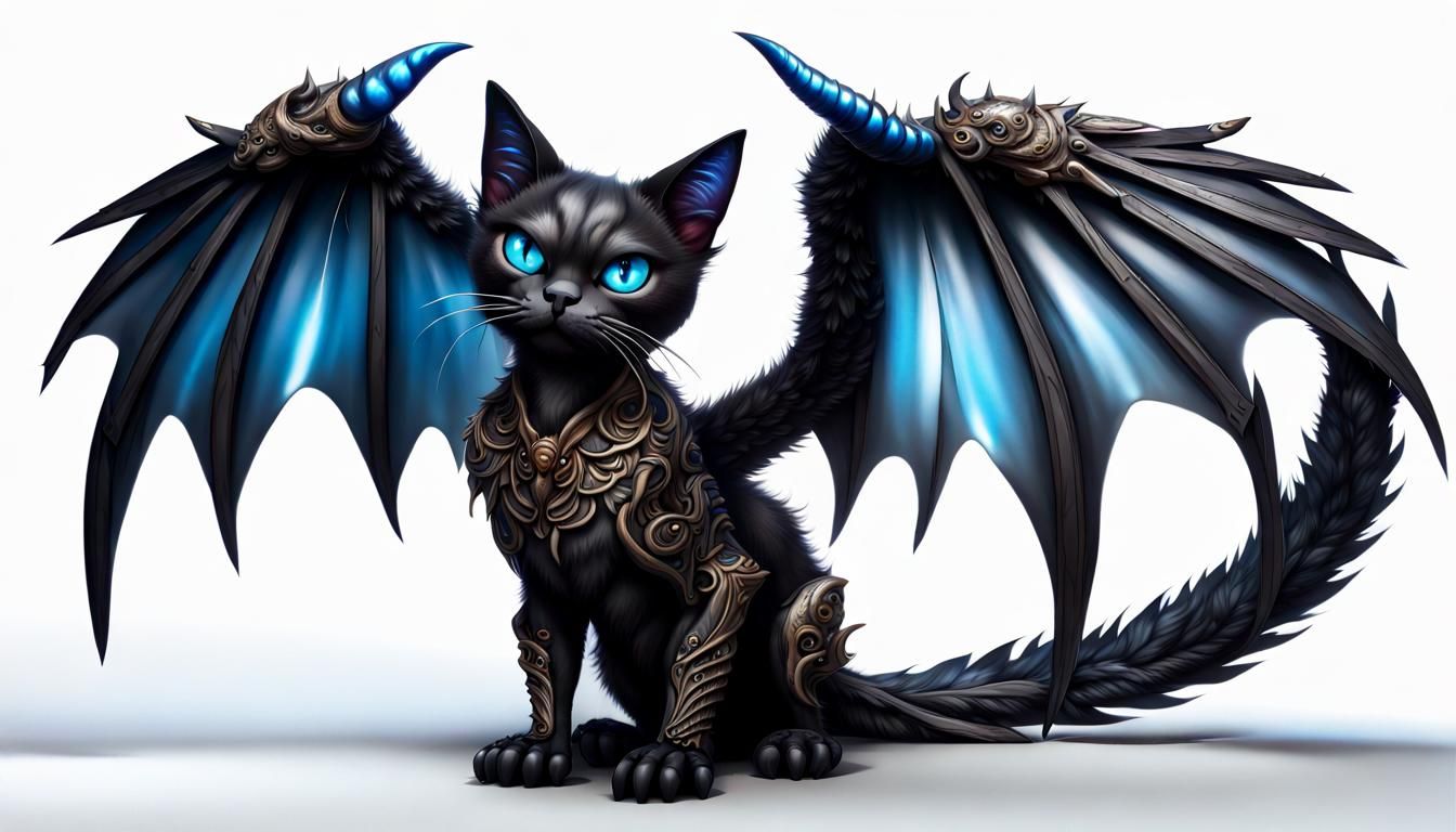 Hyperrealistic Demon Cat with Scorpion Tail and Wings