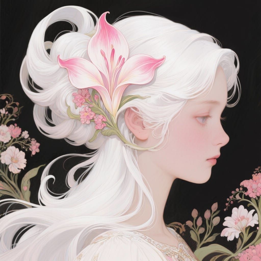 Lily Haired Girl in Art Nouveau Style