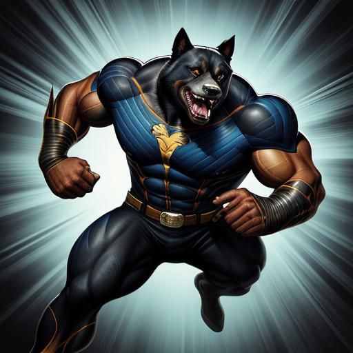 Anthromorphic Rottweiler Comic Book Art in 3D