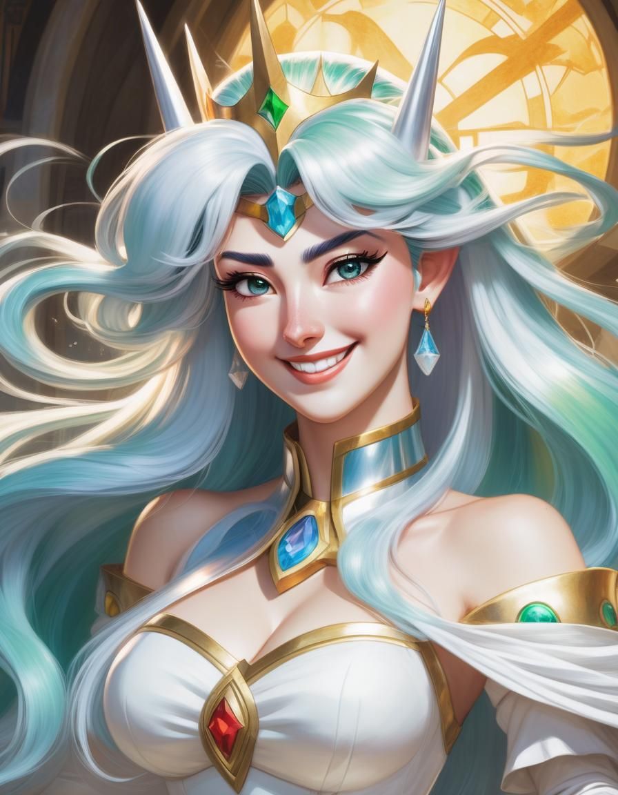 Humanized Princess Celestia Action Portrait in Manga Style