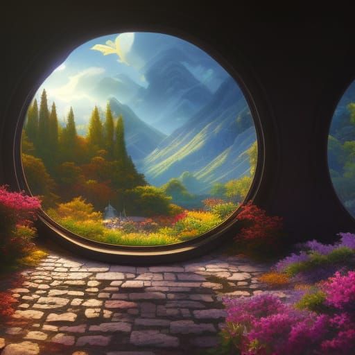 Romantic Storybook Landscape in Hyperrealism Style