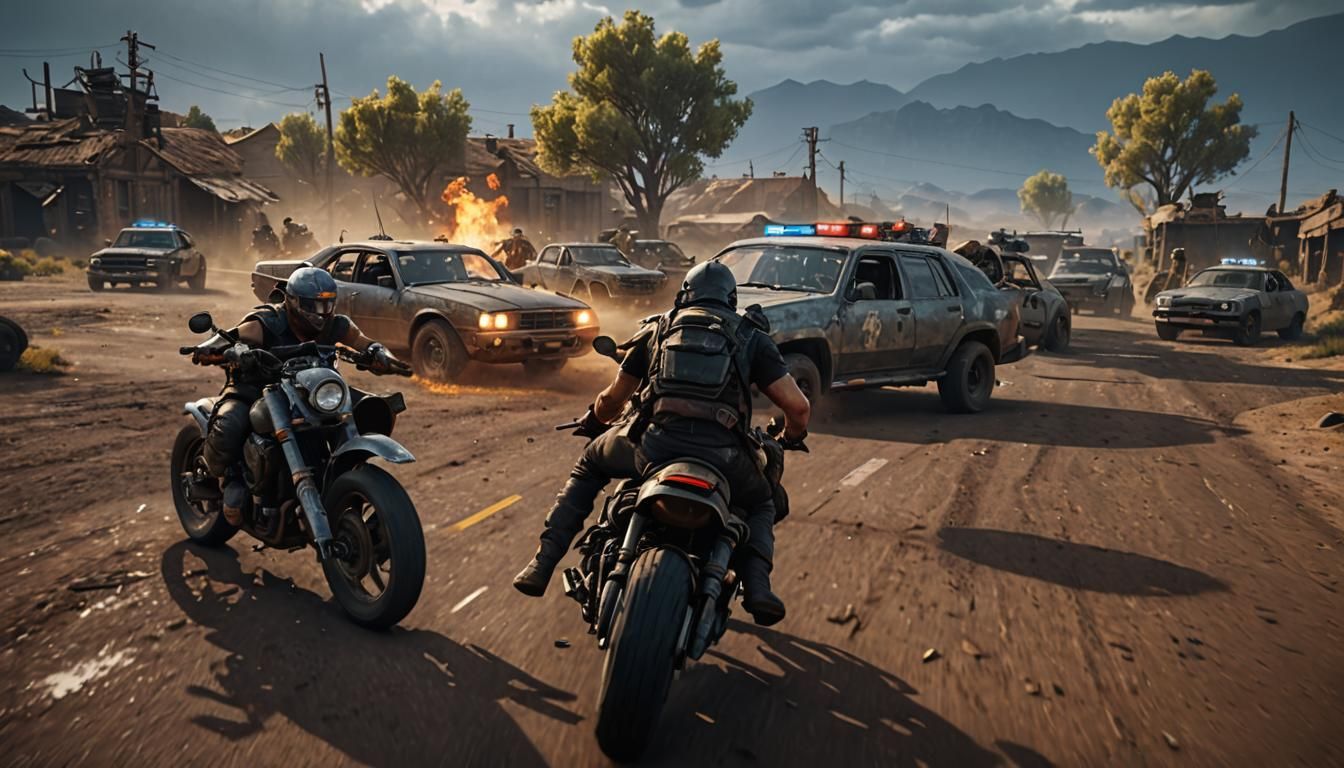 Mad Max Post-Apocalyptic Motorcycle Chase in 3D