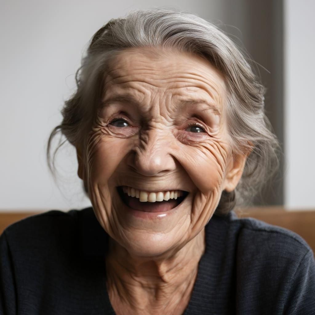 Joyful Elderly German Woman's Portrait