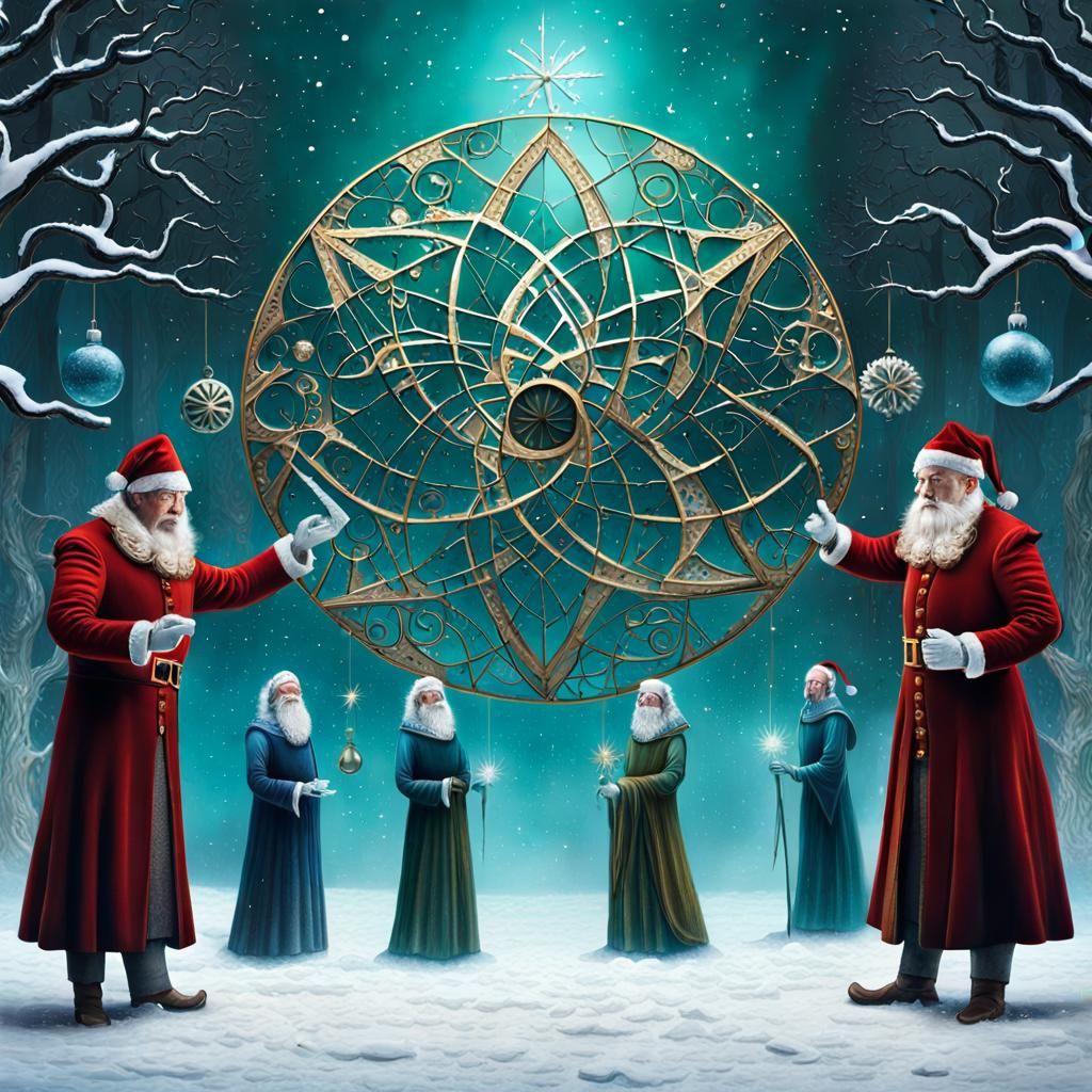 Surrealistic Christmas Characters in a Dreamlike Style