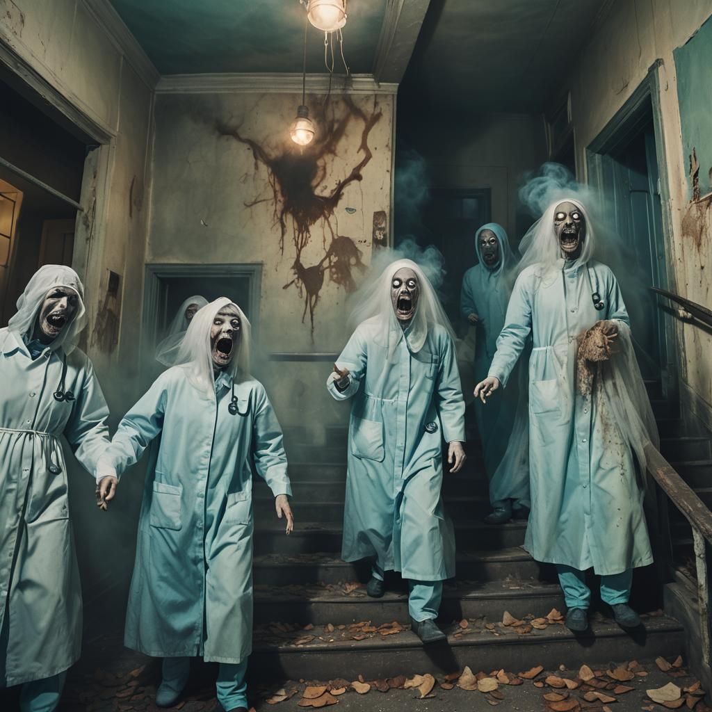 Haunted Hospital Interior in Pop Surrealism Style