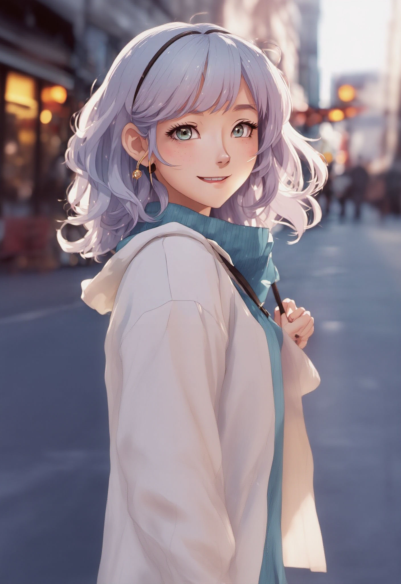 Cute Anime Girl with Sparkling Eyes in Pastel Colors