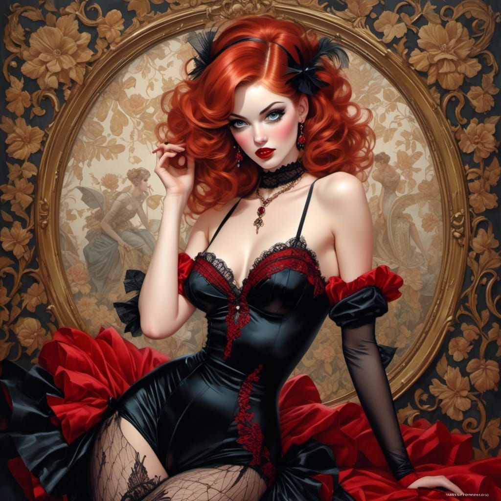 Parisian Dancer in Vargas Pin-Up Style