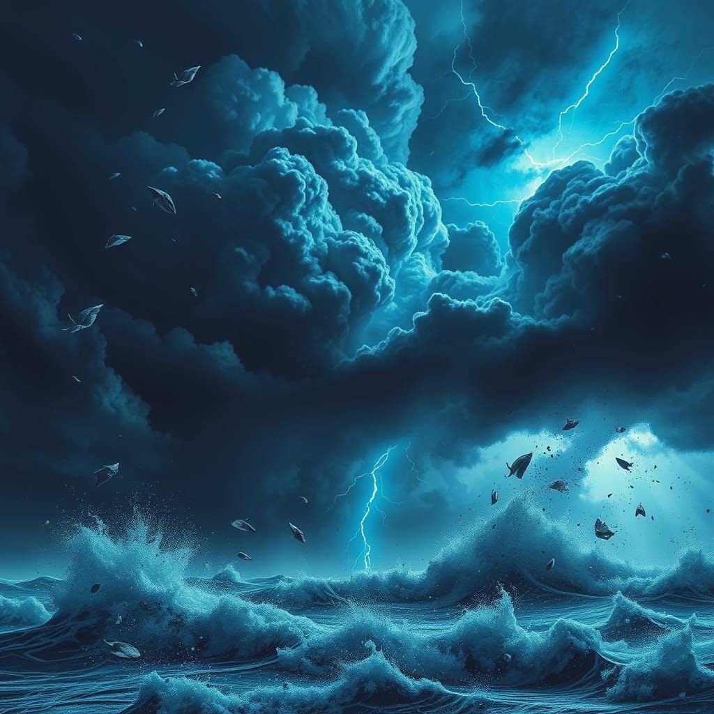 Dystopian Stormscape in a Futuristic Dusk