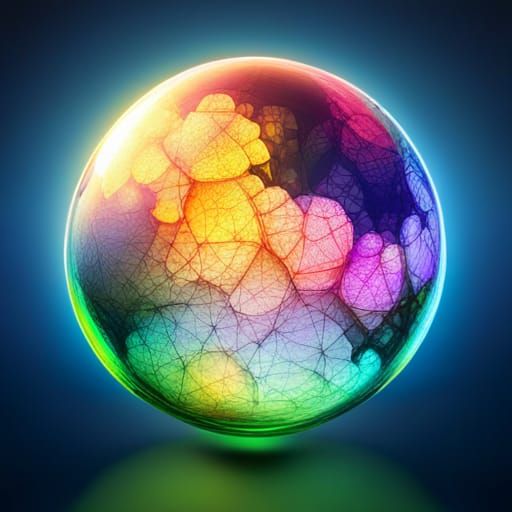 Rainbow Light Emanates from Crackle Glass Sphere