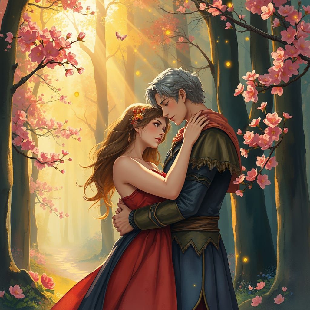 Ethereal Anime-Inspired Romance in Gouache Watercolors