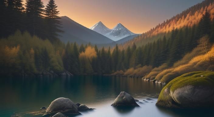 Hyperrealistic Hairless Cat Portrait by Mountain Lake