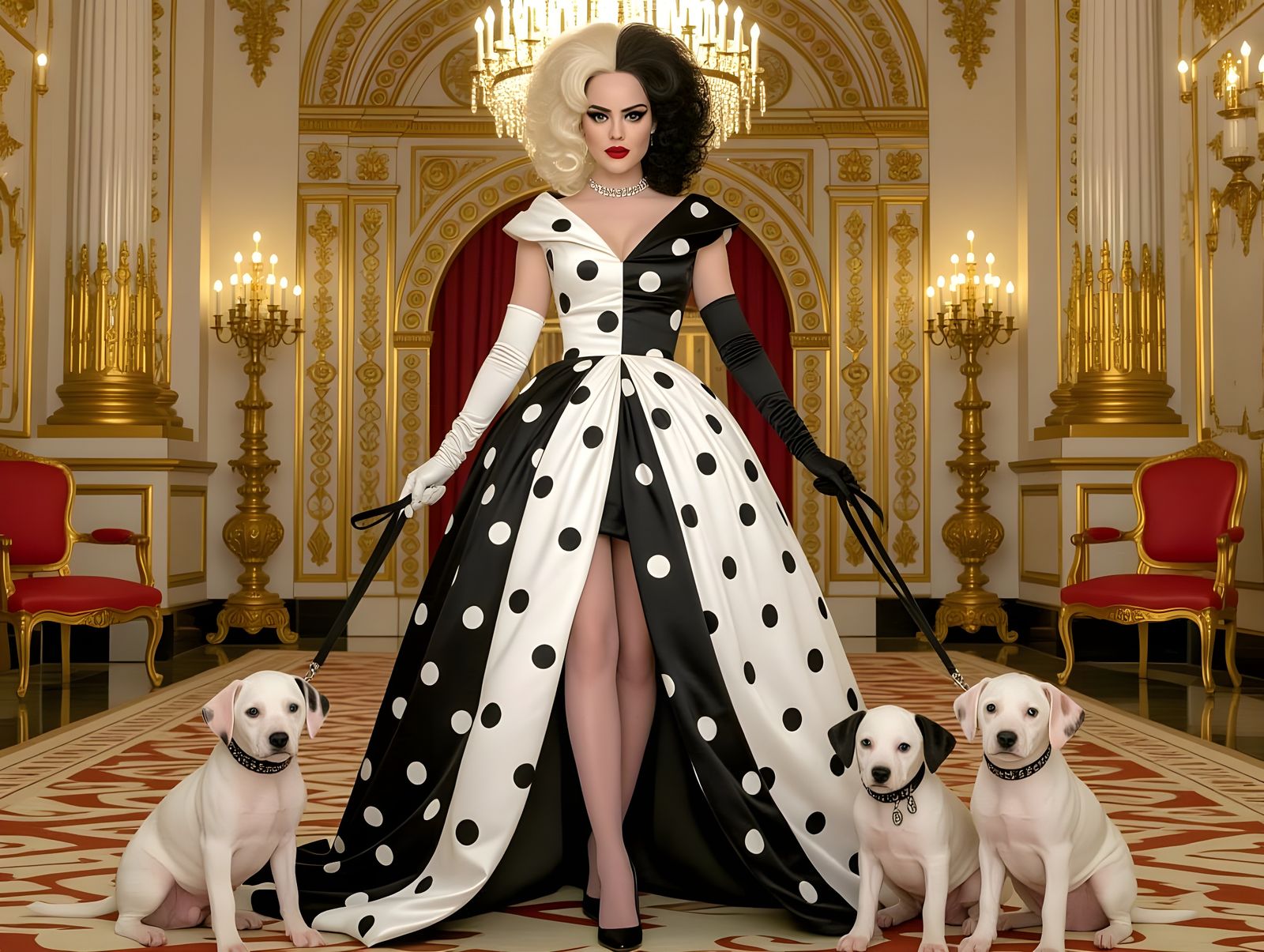 Cruella de Vil Portrait in Tim Burton Style