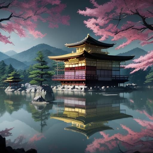 Golden Pavilion in Kyoto: Detailed Matte Painting