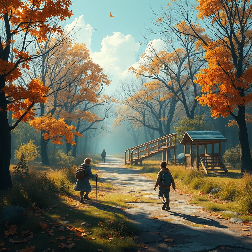 Autumn Playground Concept Art with Dynamic Lighting