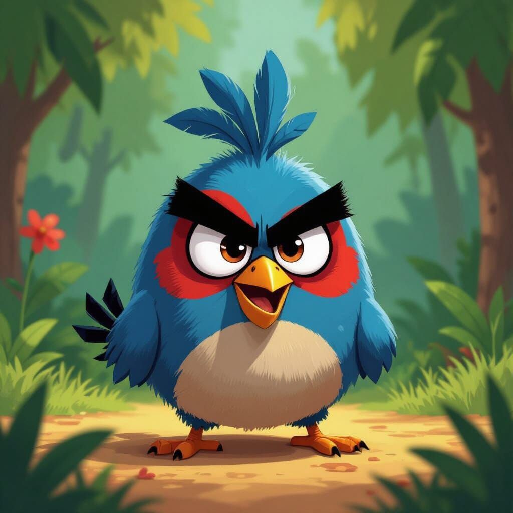 Angry Bird in Vibrant Disney Animation Style