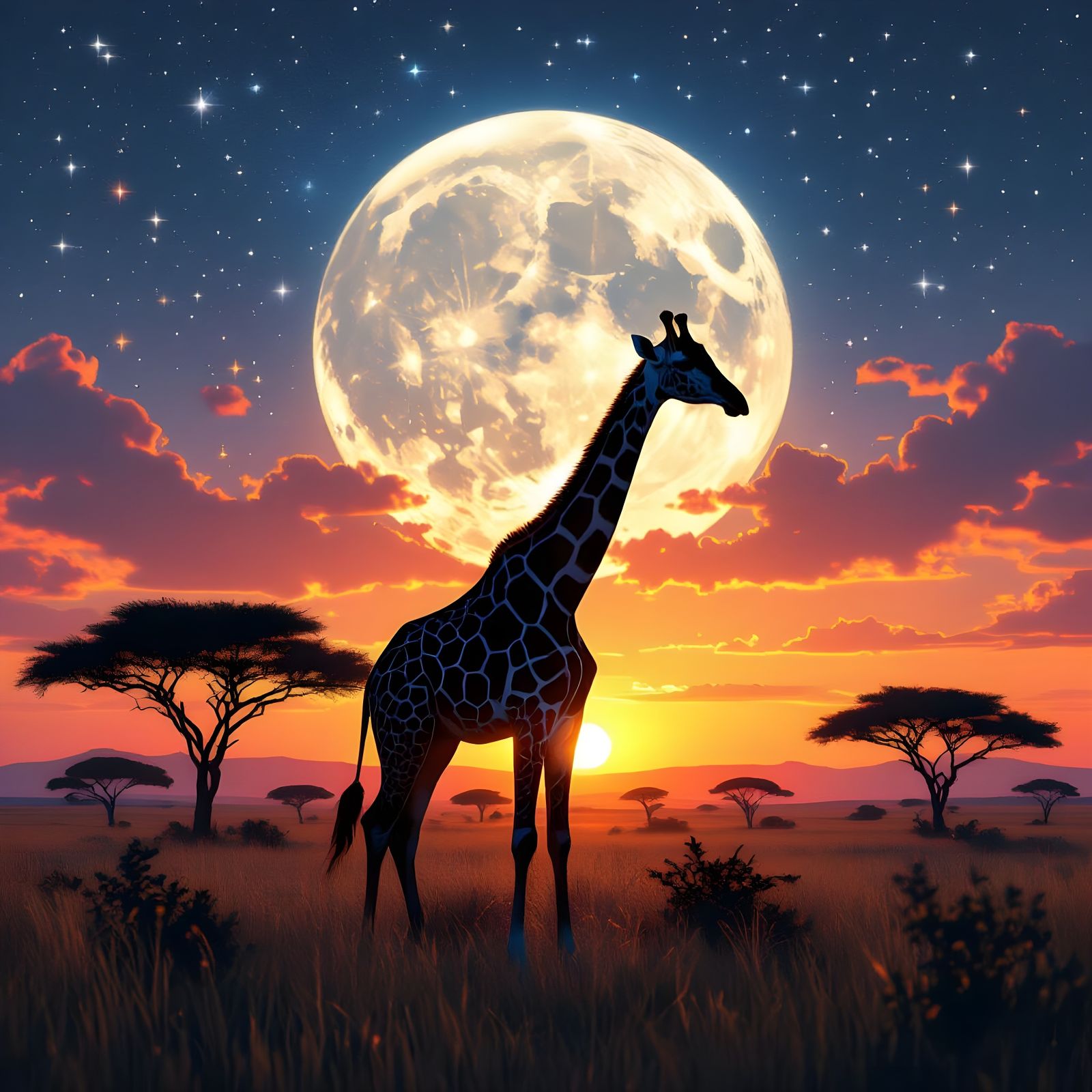 African Sunset Moon Giraffe i added to my Etsy Store & Zazzl...