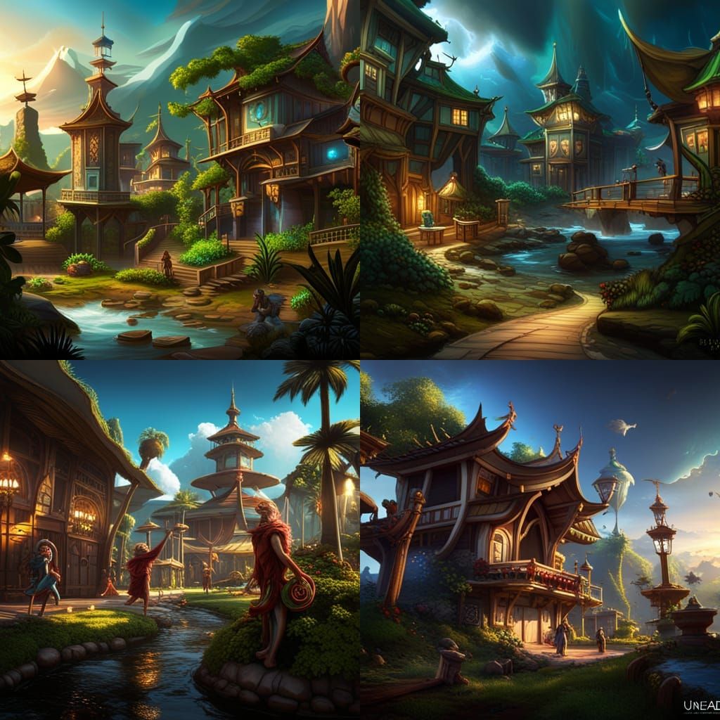 Fantastical Happy Monkey People in Detailed Digital Art