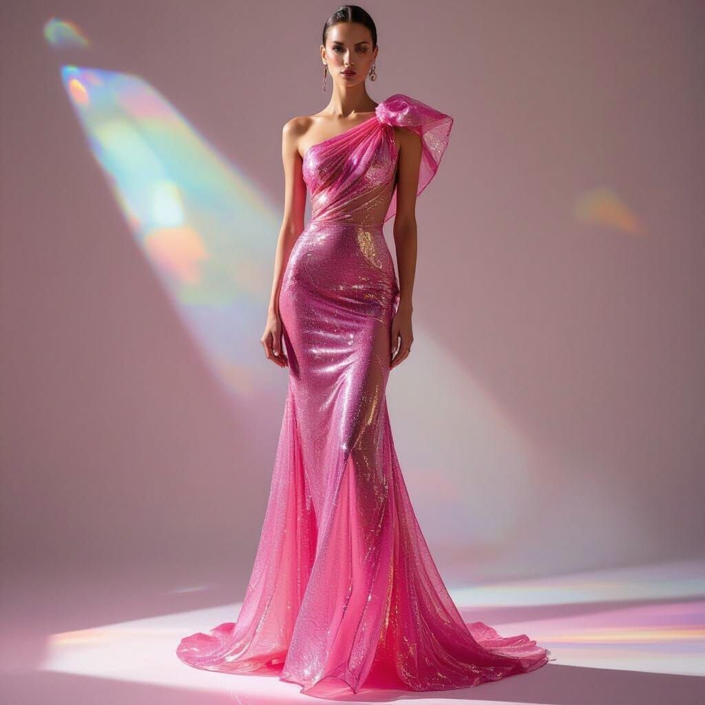 Shimmering Pink Bodycon Dress in Avant-Garde Style