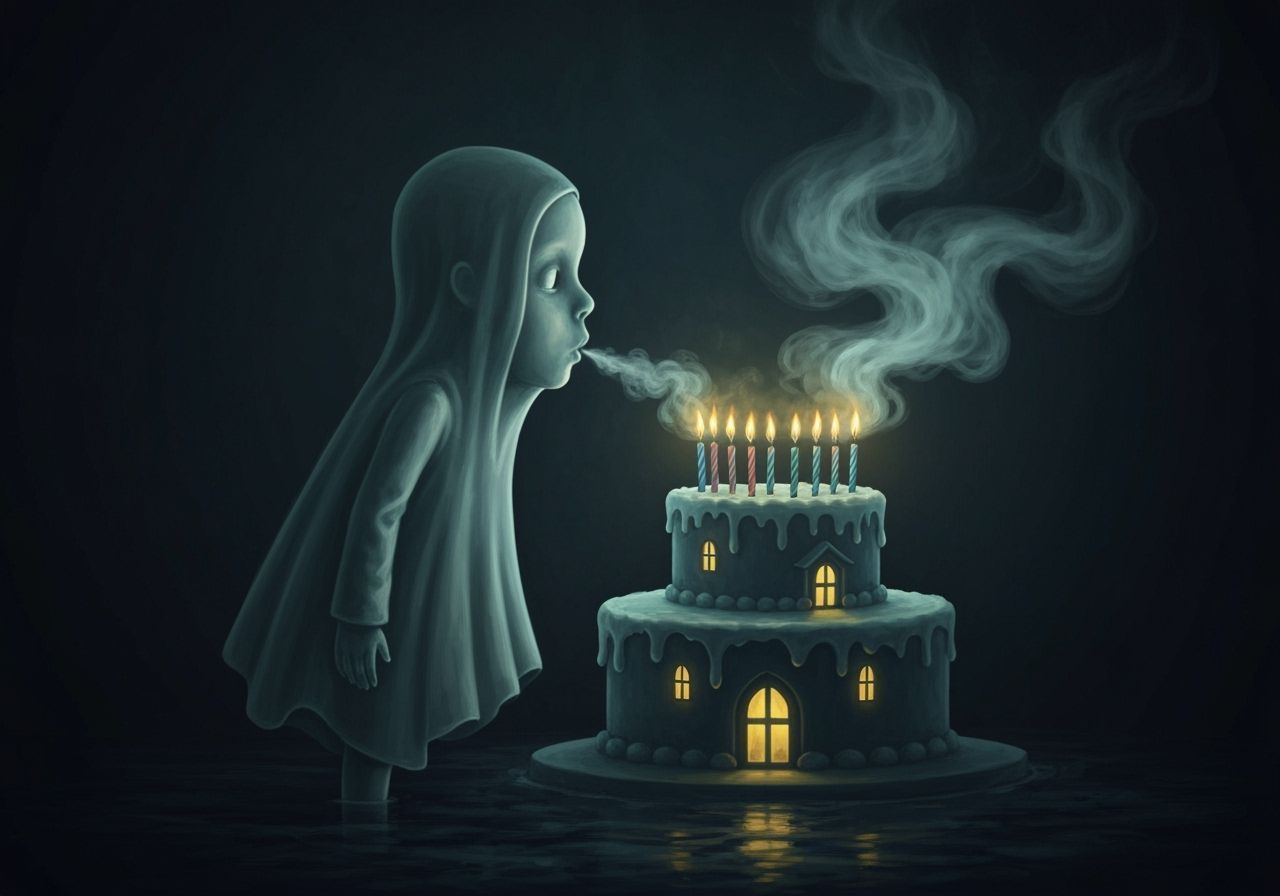 Ghost Child's Haunted Mansion Birthday Cake