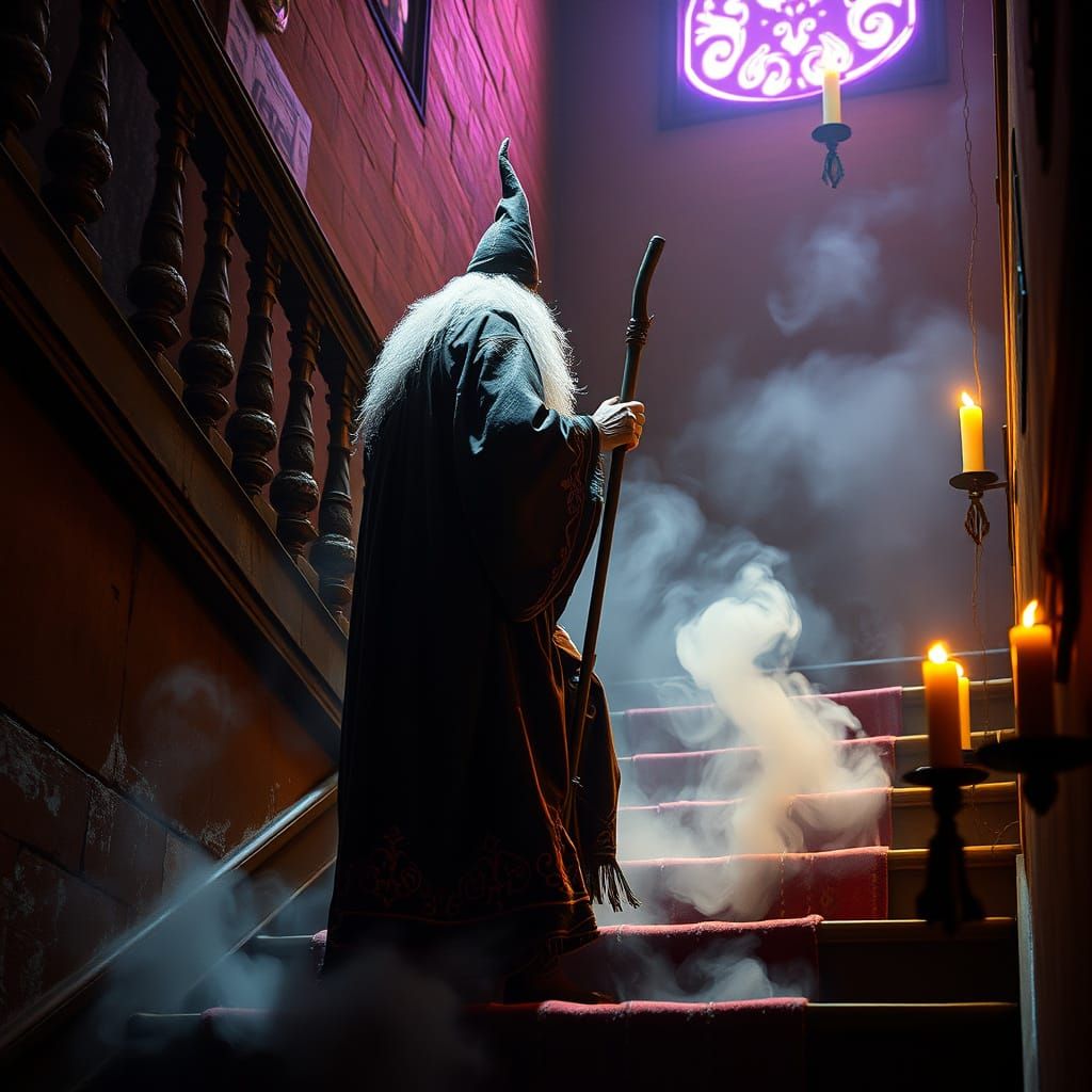 Ethereal Dark Fantasy Wizard Ascends to Enlightenment