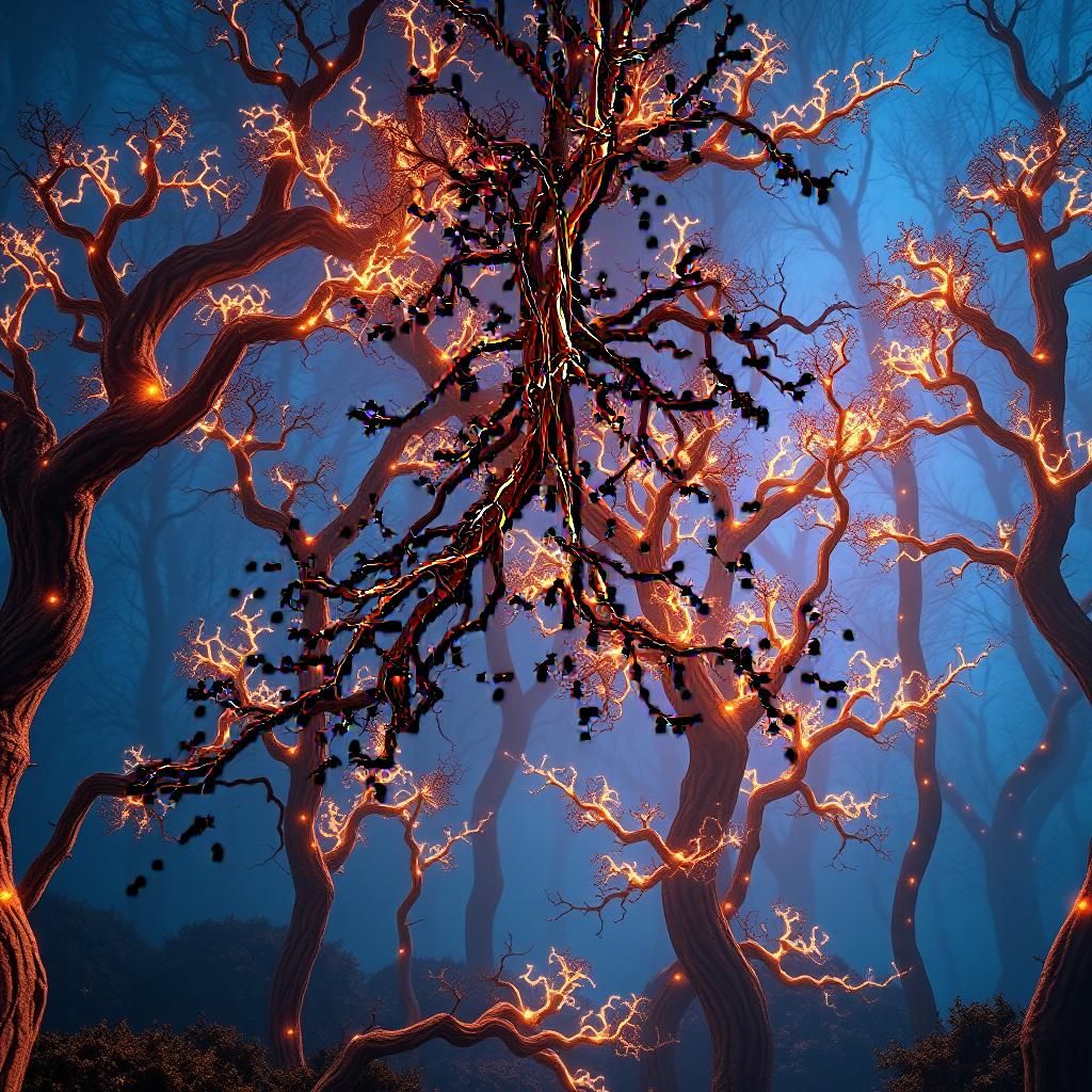 Luminescent Bronze Dendrites: Detailed Matte Painting
