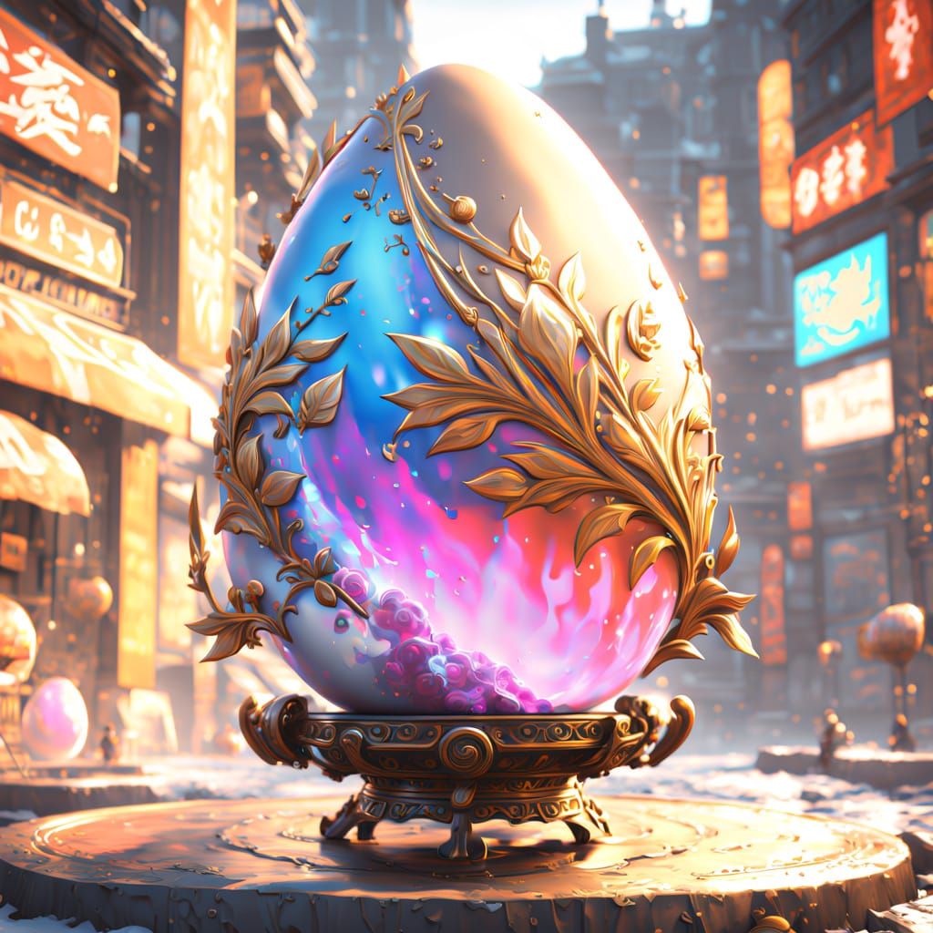 Ethereal Egg in Vibrant Anime Style