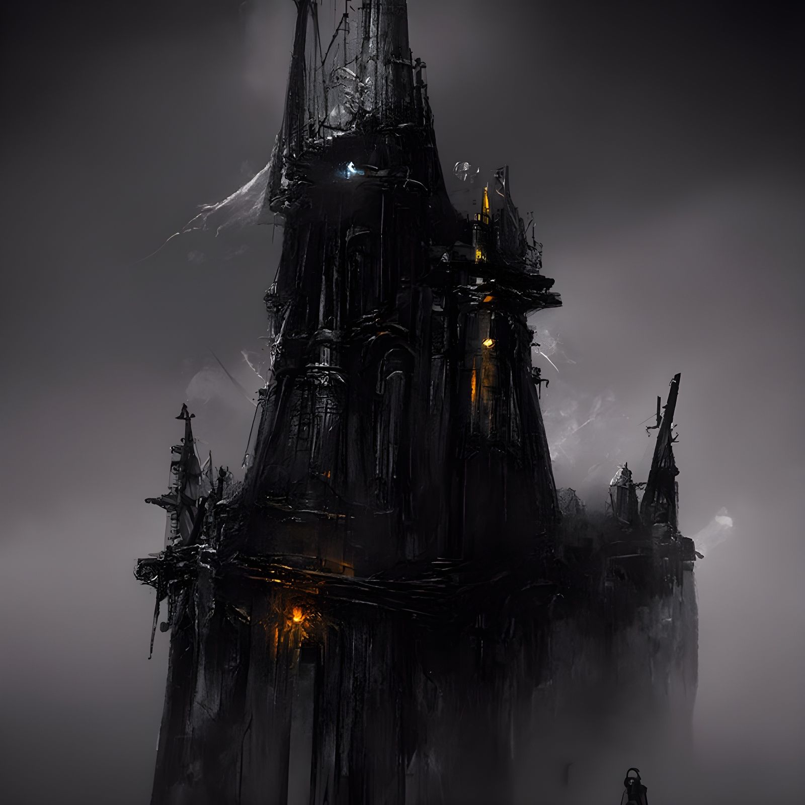 Ominous Obsidian Spire in Dark Fantasy Style