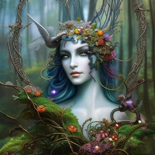 Hyperdetailed Clockpunk Elf with Crow Portrait