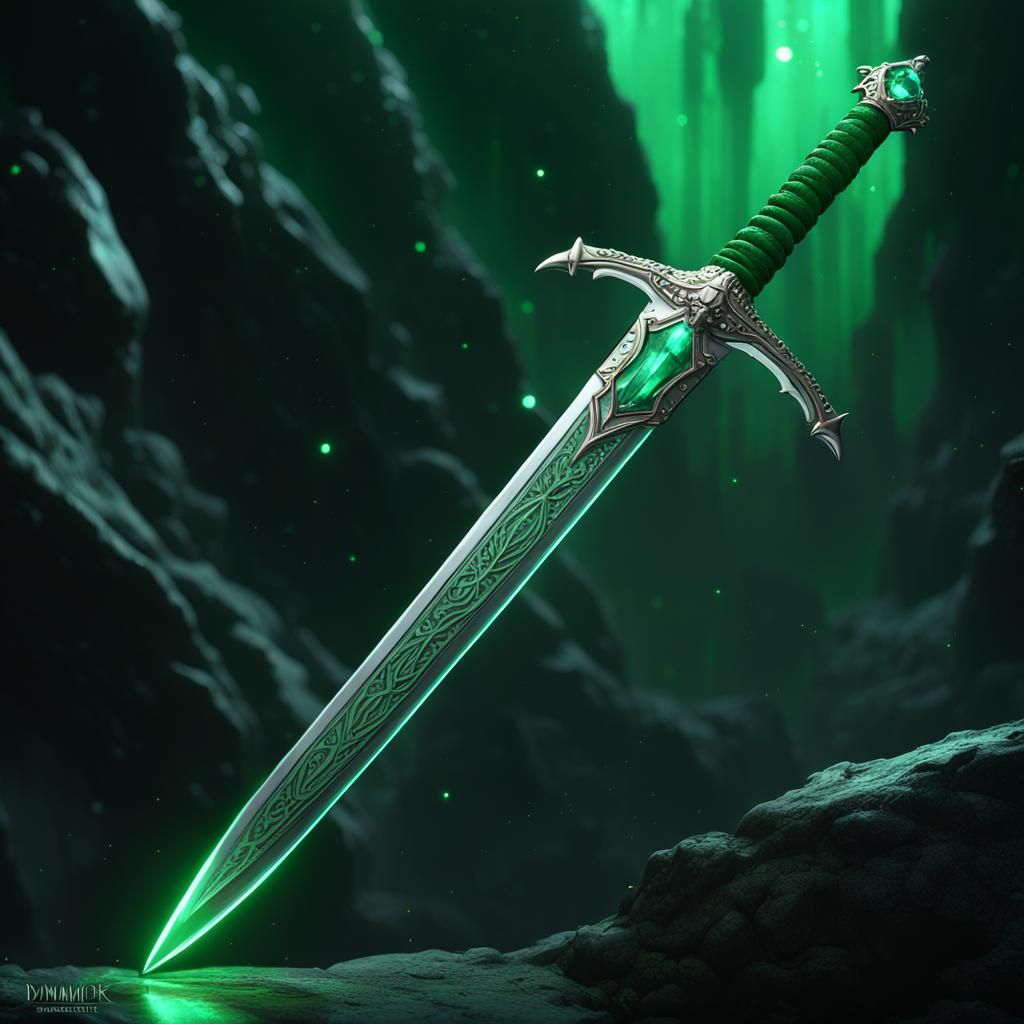 Emerald Crystal Longsword with Dragon Handle