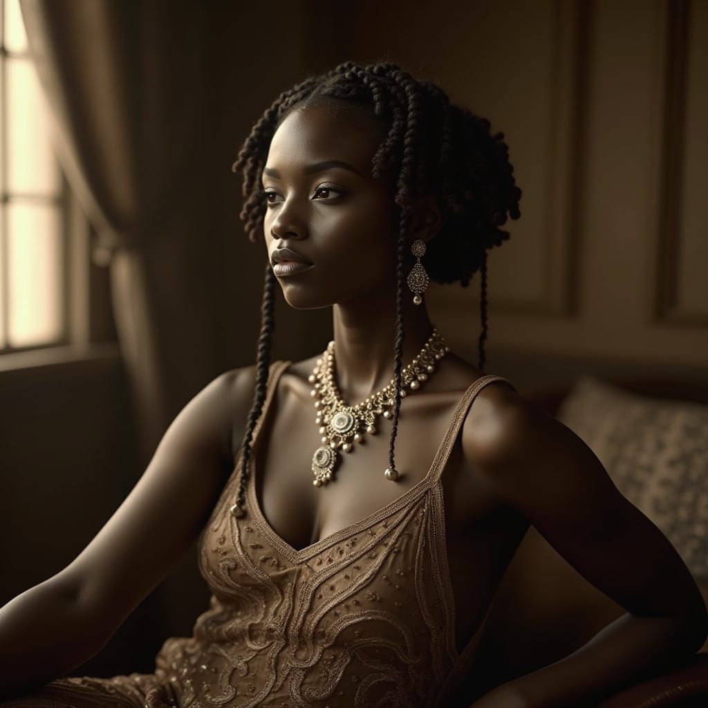 Vintage Flapper Goddess with Intricate Braids