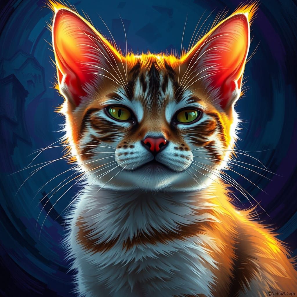 Sultry Feline Portrait in Vibrant Digital Art