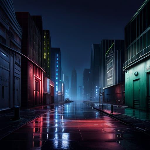 Abandoned Cyberpunk Cityscape with Broken Neon Lights